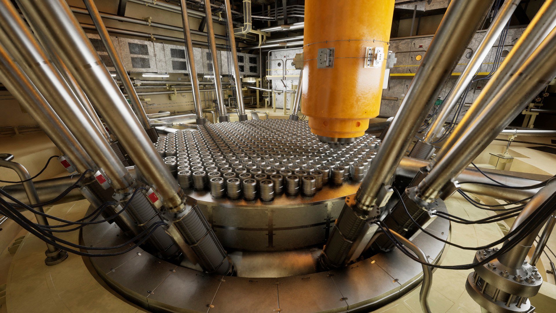 Simulación del núcleo de un reactor nuclear durante la recarga de combustible